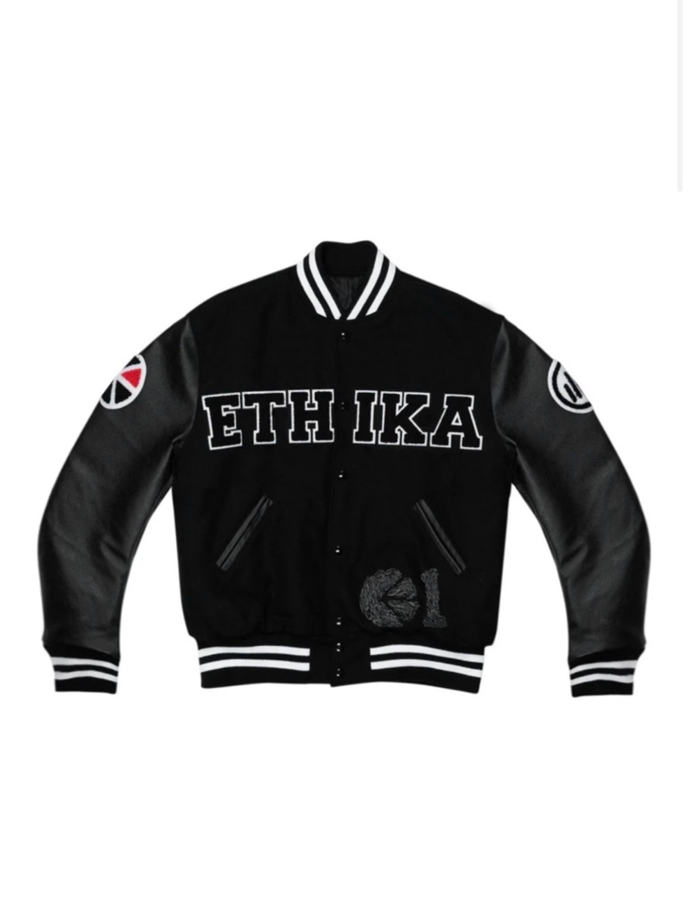 ethika Black & White Varsity Bomber Jacket